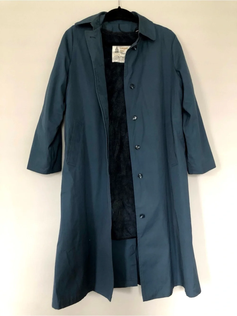 Vintage London Fog Navy Maincoat Fleece Lined Raincoat Petite 8 USA Made